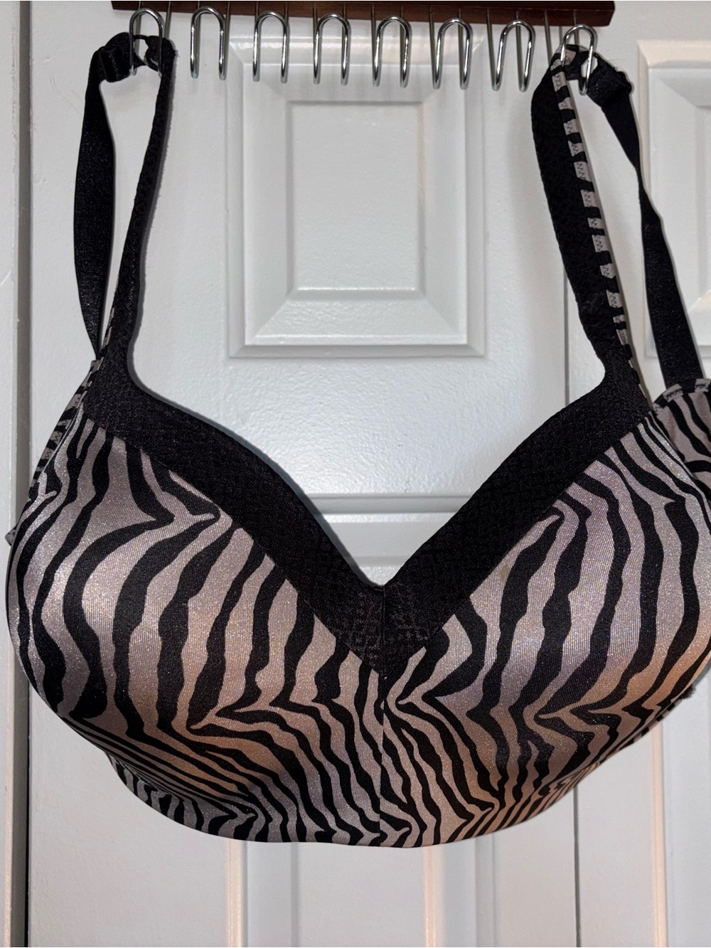 Playtex Black and Taupe Zebra-Print Underwire Bra